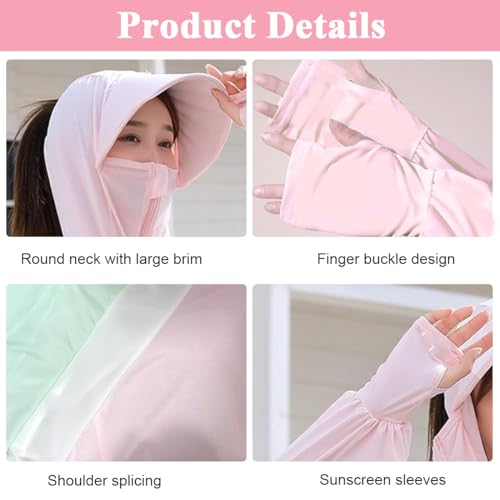 PALAY® Woman Sun Protection Hoodie Jacket Lightweight UPE50+ Sun Blocking Coat with Pocket Long Sleeve Shirt Hiking Outdoor with Face Mask, Pink 3 PCS PALAY® Woman Sun Protection Hoodie Jacket Lightweight UPE50+ Sun Blocking Coat with Pocket Long Sleeve Shirt Hiking Outdoor with Face Mask, Pink 3 PCS
